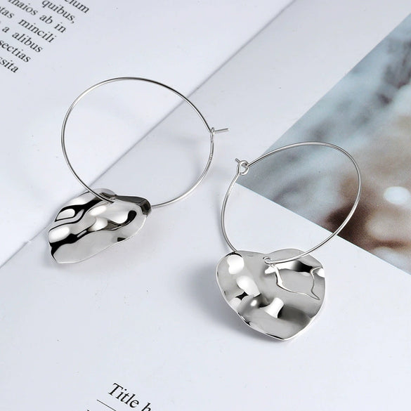 S925 Sterling Silver Geometric Heart Earrings For Women Sweet Elegant Electroplated Stud Earrings