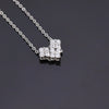 S925 Sterling Silver Geometric Heart Pendant Necklace With Cross Chain Electroplated Double Wear Light Luxury Style For Women