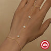 S925 Sterling Silver Geometric Heart Shaped Electroplated Women's Bracelet Ring Chain Finger Chain