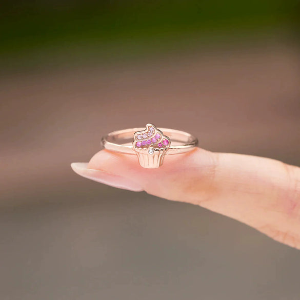 S925 Sterling Silver Geometric Ice Cream Cone Ring For Women Electroplated