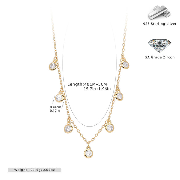 S925 Sterling Silver Geometric Inlaid Zircon Ochain Women's Clavicle Necklace