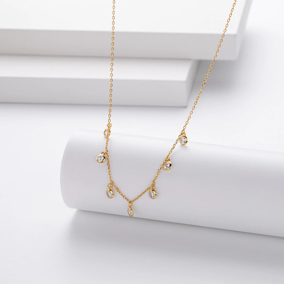 S925 Sterling Silver Geometric Inlaid Zircon Ochain Women's Clavicle Necklace