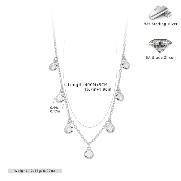 S925 Sterling Silver Geometric Inlaid Zircon Ochain Women's Clavicle Necklace