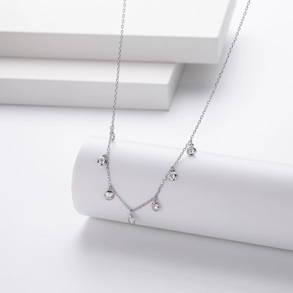 S925 Sterling Silver Geometric Inlaid Zircon Ochain Women's Clavicle Necklace