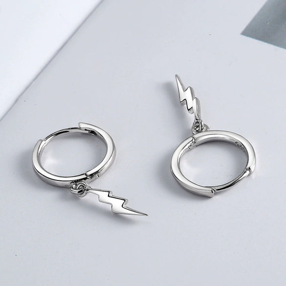 S925 Sterling Silver Geometric Lightning Earrings Electroplated Light Luxury Fashion Ear Jewelry
