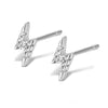S925 Sterling Silver Geometric Lightning Micropaved Women's Earrings