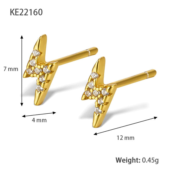 S925 Sterling Silver Geometric Lightning Micropaved Women's Earrings