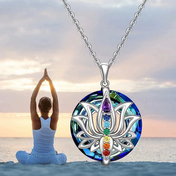 S925 Sterling Silver Geometric Lotus Flower Crystal Necklace For Women With Ochain And Electroplating