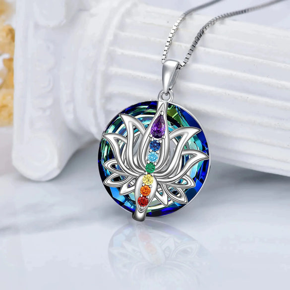 S925 Sterling Silver Geometric Lotus Flower Crystal Necklace For Women With Ochain And Electroplating