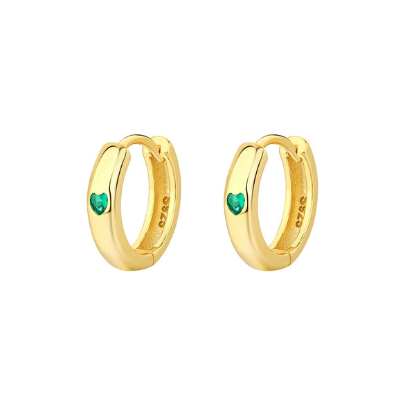 S925 Sterling Silver Geometric Love Zircon Heart Shaped Women's Earrings