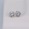 S925 Sterling Silver Geometric Lucky Flower And Heart Stud Earrings For Women Simple Fashion Rotating Design