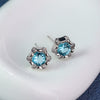 S925 Sterling Silver Geometric Lucky Flower And Heart Stud Earrings For Women Simple Fashion Rotating Design