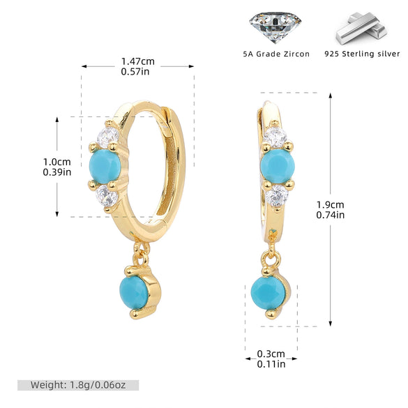 S925 Sterling Silver Geometric Microencrusted Stone Women's Fashion Earrings