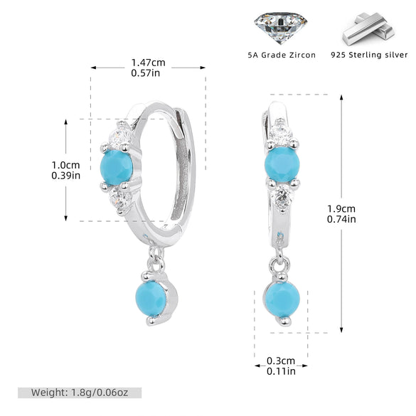 S925 Sterling Silver Geometric Microencrusted Stone Women's Fashion Earrings