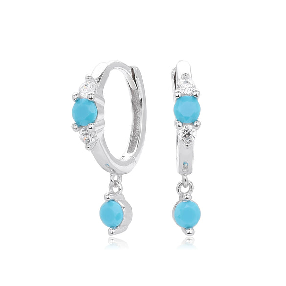 S925 Sterling Silver Geometric Microencrusted Stone Women's Fashion Earrings