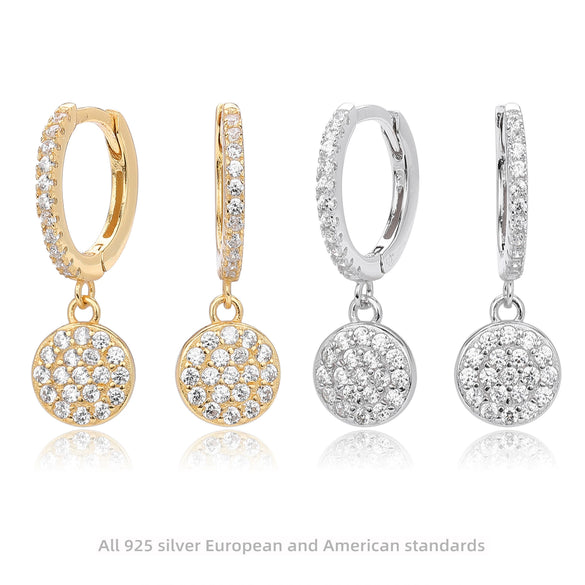 S925 Sterling Silver Geometric Microinlaid Zircon Earrings Fashion Highend Niche Design Women's Jewelry