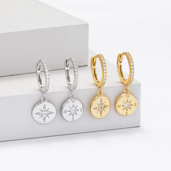 S925 Sterling Silver Geometric Microinlaid Zircon Earrings Light Luxury Jewelry For Women