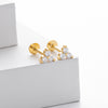 S925 Sterling Silver Geometric Micropaved Zircon Stud Earrings Electroplated Jewelry For Women
