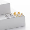 S925 Sterling Silver Geometric Micropaved Zircon Stud Earrings Electroplated Jewelry For Women