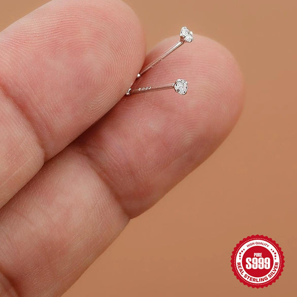 S999 Sterling Silver Geometric Minimalist Unisex Earrings With Electroplating Treatment