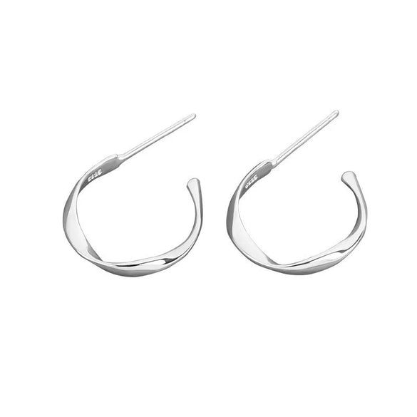 S925 Sterling Silver Geometric Mobius Ring Ear Hook Earrings For Women With Electroplating