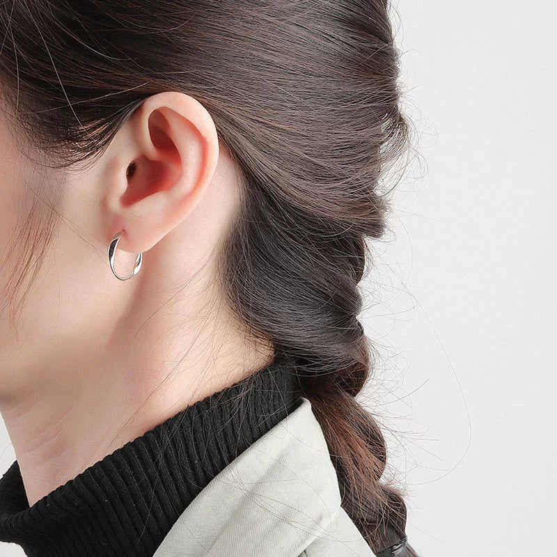 S925 Sterling Silver Geometric Mobius Ring Ear Hook Earrings For Women ...