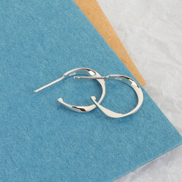 S925 Sterling Silver Geometric Mobius Ring Ear Hook Earrings For Women With Electroplating