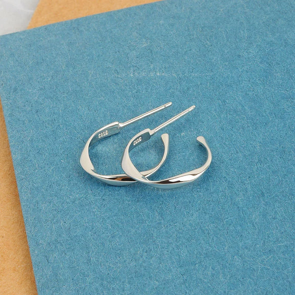 S925 Sterling Silver Geometric Mobius Ring Ear Hook Earrings For Women With Electroplating