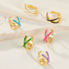 S925 Sterling Silver Geometric Oil Dripping Enamel Nonpierced Ear Clips For Women Electroplated