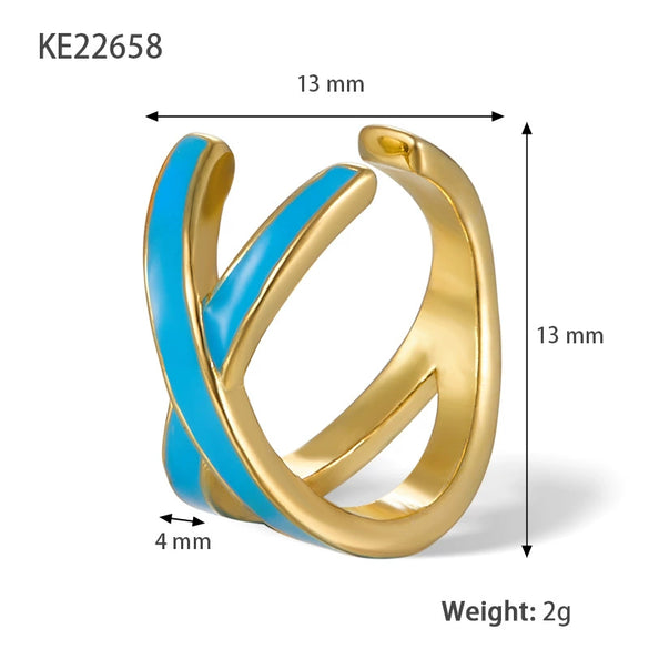 S925 Sterling Silver Geometric Oil Dripping Enamel Nonpierced Ear Clips For Women Electroplated
