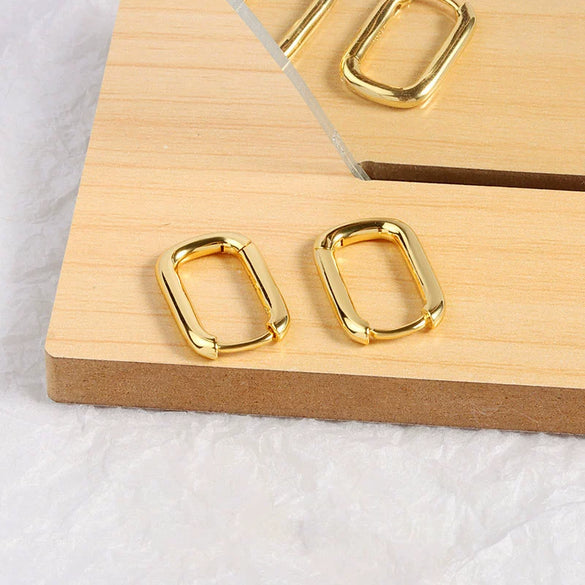 S925 Sterling Silver Geometric Oval Ushaped Electroplated Earrings