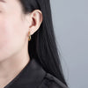 S925 Sterling Silver Geometric Oval Ushaped Electroplated Earrings
