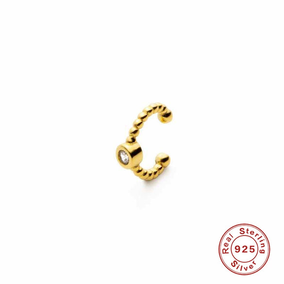 S925 Sterling Silver Geometric Pattern Ear Clip Earrings For Women With Electroplating Design