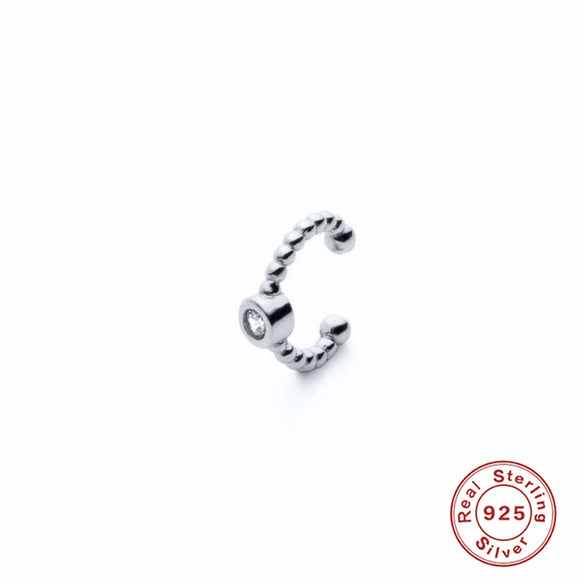 S925 Sterling Silver Geometric Pattern Ear Clip Earrings For Women With Electroplating Design