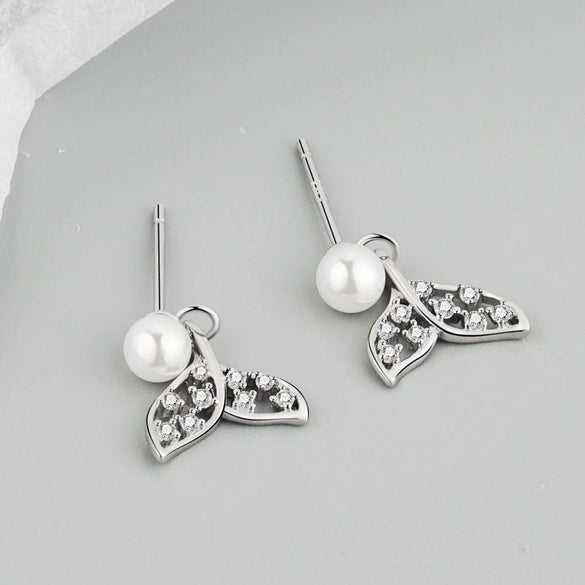 S925 Sterling Silver Geometric Pearl Bead Earrings For Women Electroplated Fashion Jewelry Wholesale