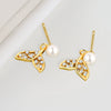 S925 Sterling Silver Geometric Pearl Bead Earrings For Women Electroplated Fashion Jewelry Wholesale