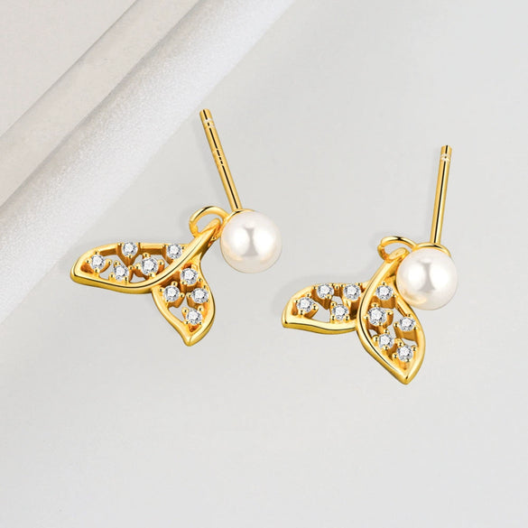 S925 Sterling Silver Geometric Pearl Bead Earrings For Women Electroplated Fashion Jewelry Wholesale