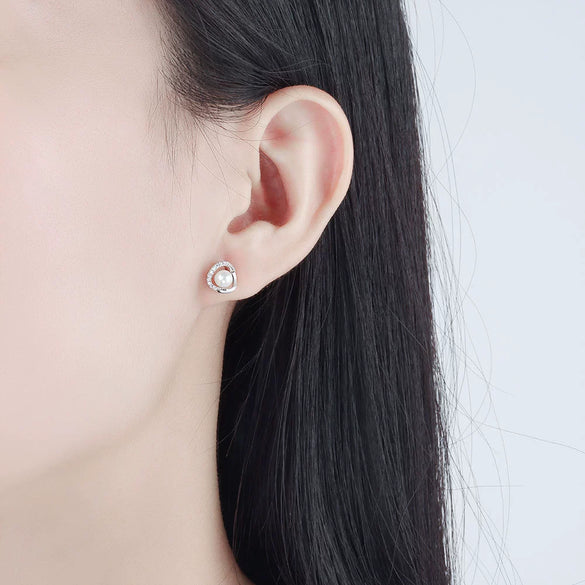 S925 Sterling Silver Geometric Pearl Earrings Electroplated Korean Style Elegant Versatile Dangle Earrings For Women