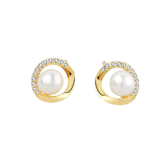 S925 Sterling Silver Geometric Pearl Earrings Electroplated Korean Style Elegant Versatile Dangle Earrings For Women