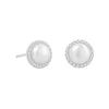 S925 Sterling Silver Geometric Pearl Stud Earrings For Women Electroplated Minimalist Love Style Jewelry