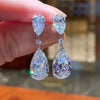 S925 Sterling Silver Geometric Pearshaped Water Drop Zircon Ladies Earrings