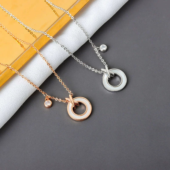 S925 Sterling Silver Geometric Pendant Necklace With Cross Chain Electroplated Clavicle Chain For Women Silver Inlaid Mixed Gem Jewelry Gift