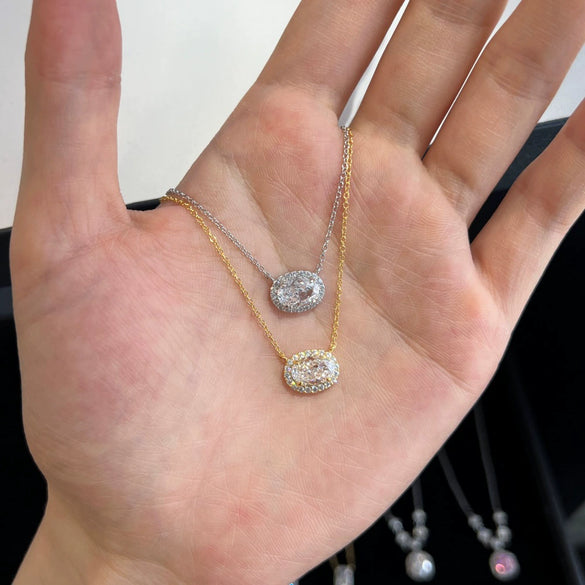 S925 Sterling Silver Geometric Perfum Bottle Pendant Light Luxury Clavicle Chain Necklace For Women Electroplated
