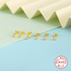 S925 Sterling Silver Geometric Petal Crystal Flower Stud Earrings With Protection Electroplating