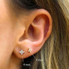 S925 Sterling Silver Geometric Petal Crystal Flower Stud Earrings With Protection Electroplating