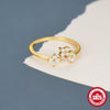 S925 Sterling Silver Geometric Petals Open Ring For Women With Real Gold Electroplating