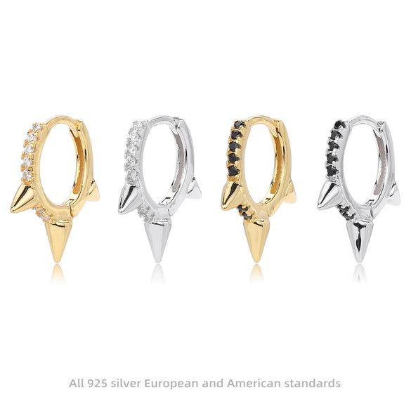 S925 Sterling Silver Geometric Punk Style Electroplated Earrings For Women
