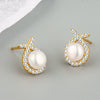 S925 Sterling Silver Geometric Rabbit Pearl Electroplated Women's Earrings