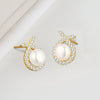S925 Sterling Silver Geometric Rabbit Pearl Electroplated Women's Earrings