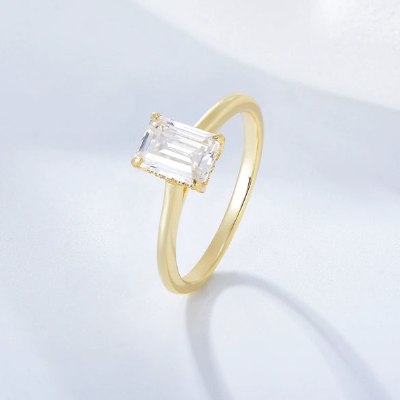 S925 Sterling Silver Geometric Rectangular Zircon Ring For Women